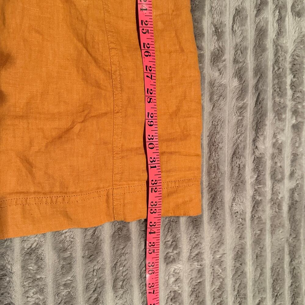 Madewell Maisie Square Neck Linen Mini Dress Orange Marigold Size 14 - Picture 6 of 7
